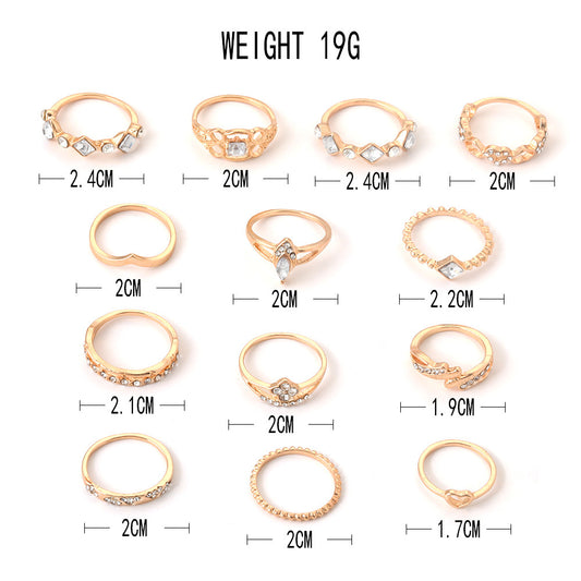 Fashionable Gold Heart-shaped Dotted Hollow-out 13-Piece Set
