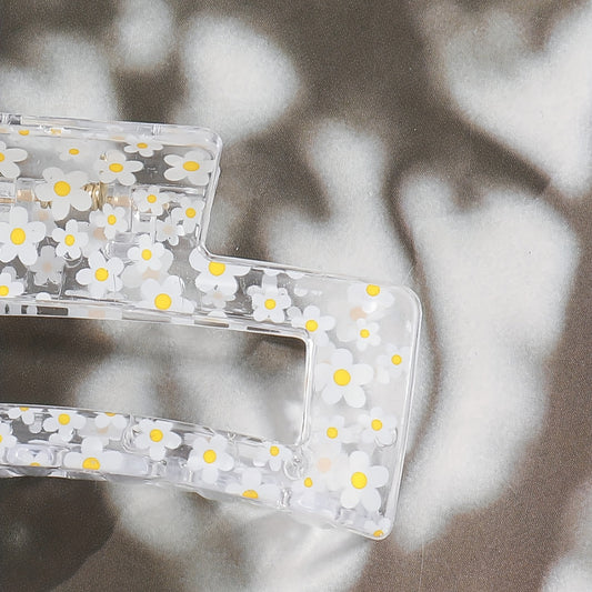 1pcs Transparent Flower Lemon Pattern Hair Claw Clip All-Match Grab Hair Clip Hair Accessories For Women Female