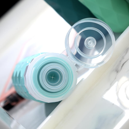 4pcs TSA-Approved Silicone Travel Bottles, 3oz Leak-Proof & Squeezable, Containers in Teal & Green with Chevron Design, Portable Toiletry Accessories for Shampoo, Conditioner, Lotion - Hand Wash Only