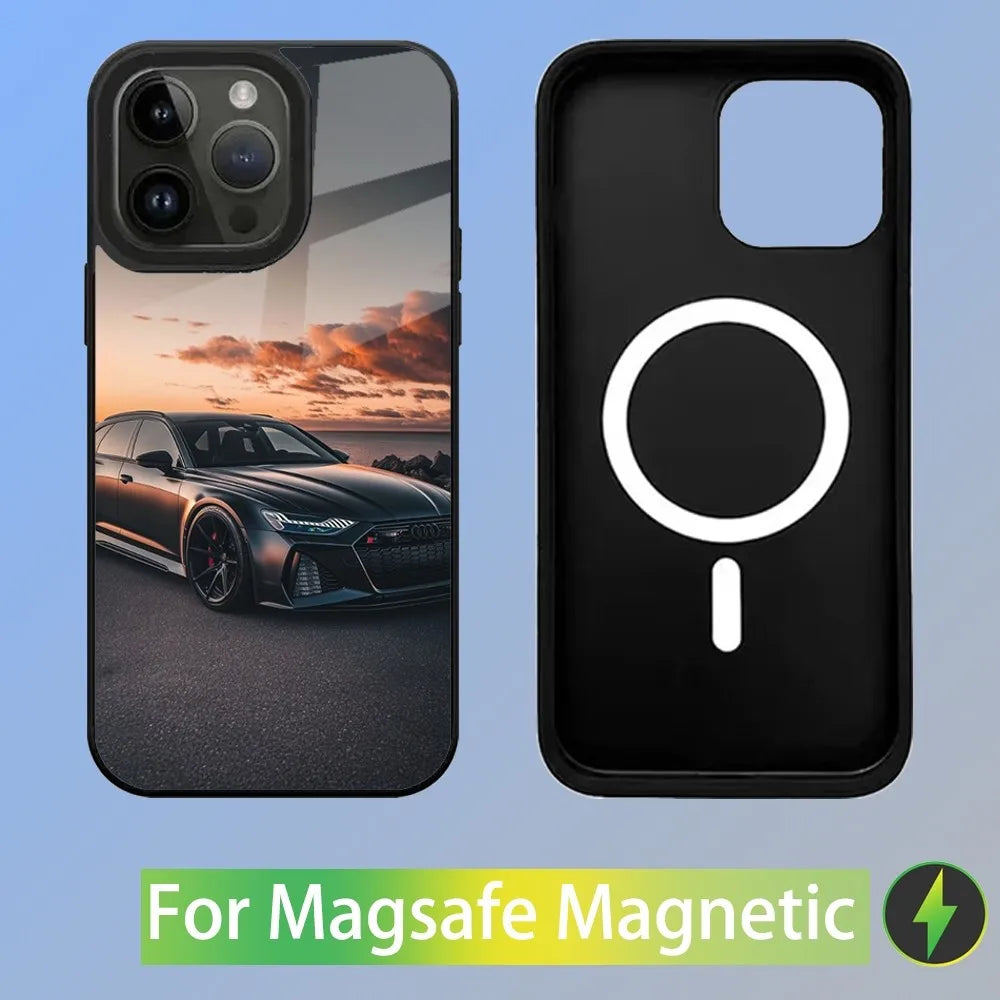 R-S 6 7 sport car Phone Case For iPhone 16,15,14,13,12,11,Plus,Pro,Max Mini A-AudiS-S Magsafe Magnetic Wireless Charging