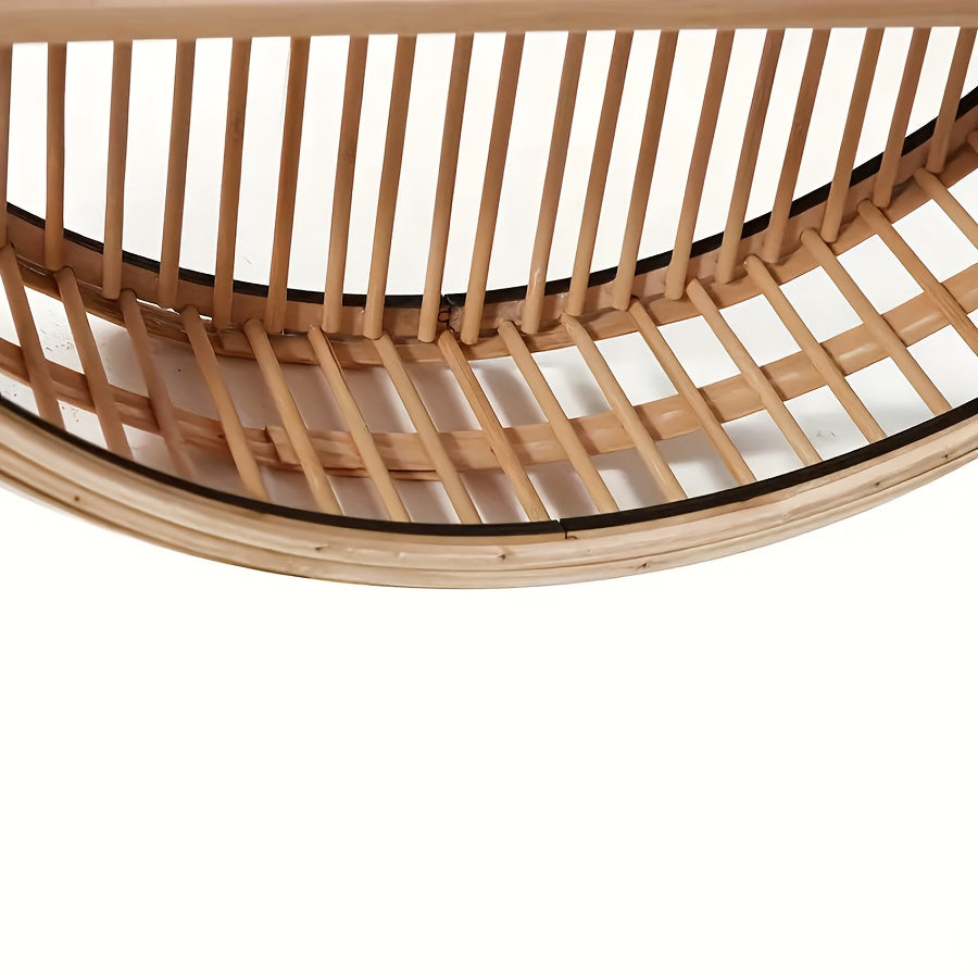 1pc, Round Bamboo Wall Shelf, Rustic Handmade Circular Wall Hanging, Retro Style, Multi-Tiered Home Decor, Lightweight Storage And Display, Versatile For Home & Office Use