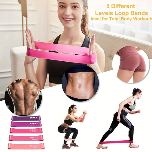Resistance Loop Exercise Bands Exercise Bands for Home Fitness, Stretching, Strength Training, Physical Relax,Elastic Workout Bands for Women Men Kids, Set of 1-5, Stretching Bands, Physical Relax, Lightweight Fitness Gear, V