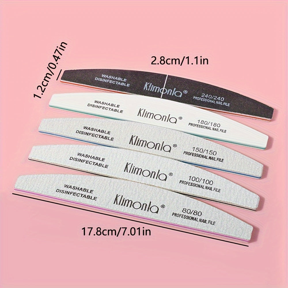 Professional Nail File Polishing and Shaping Nail Tools Nail Sanding Strip Half Horse Sanding Strip Grinding Gray Sand Strip Nail File 5 or 10pcs Half Moon Mixed High Quality Nail File Professional Nail File Double-sided Poli