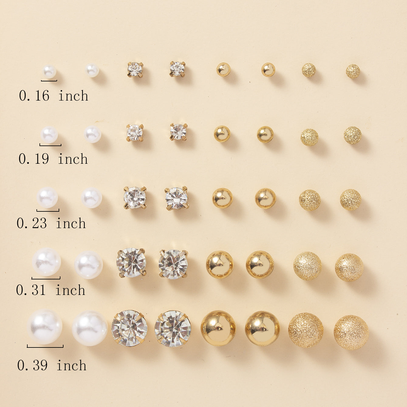 20 Pairs Simple Multi-Size Stud Earrings Set | Zinc Alloy and Glass, Suitable for Daily and Gift Giving Occasions, Perfect for All Seasons