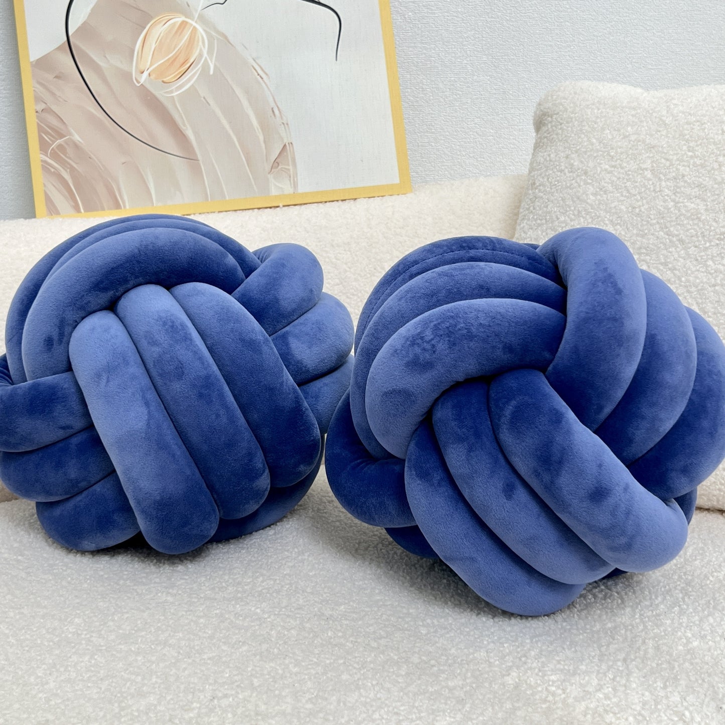 [Soft Plush Knot Ball Pillows] 2pcs Soft Plush Knot Ball Pillows - Minimalist Stress-Relieving Round Cushions - Machine Washable for All-Season Comfort