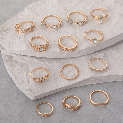 Fashionable Gold Heart-shaped Dotted Hollow-out 13-Piece Set