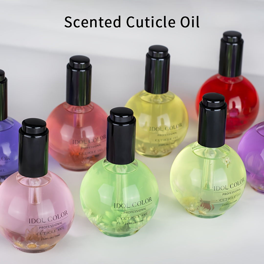 IDOL COLOR 75ml Cuticle Oil, Nutritive Cuticle Revitalizer, Vitamin E Enriched, Formaldehyde-Free, Manicure & Pedicure Set, Strawberry Flavor, for Nail & Skin Nourishment