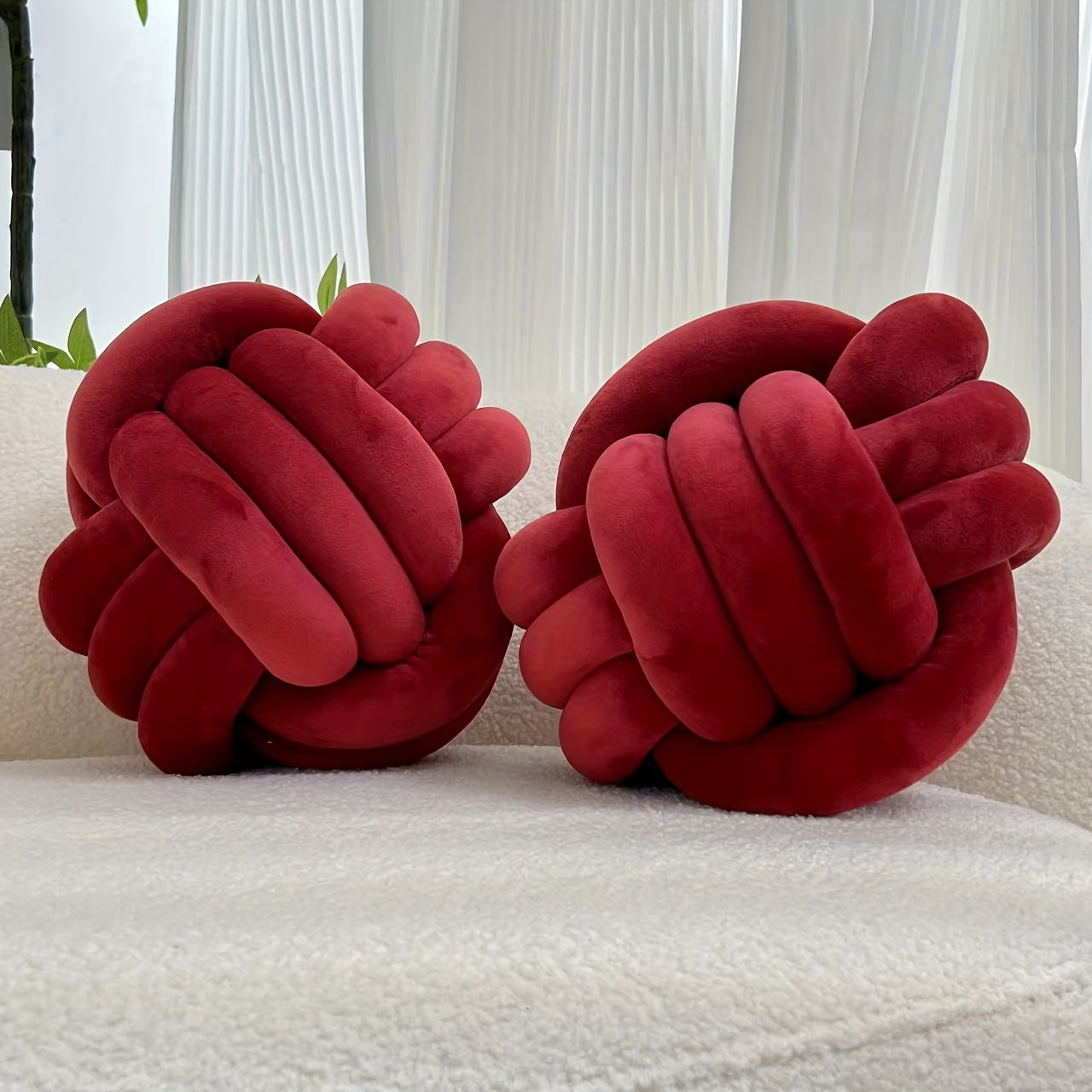 [Soft Plush Knot Ball Pillows] 2pcs Soft Plush Knot Ball Pillows - Minimalist Stress-Relieving Round Cushions - Machine Washable for All-Season Comfort