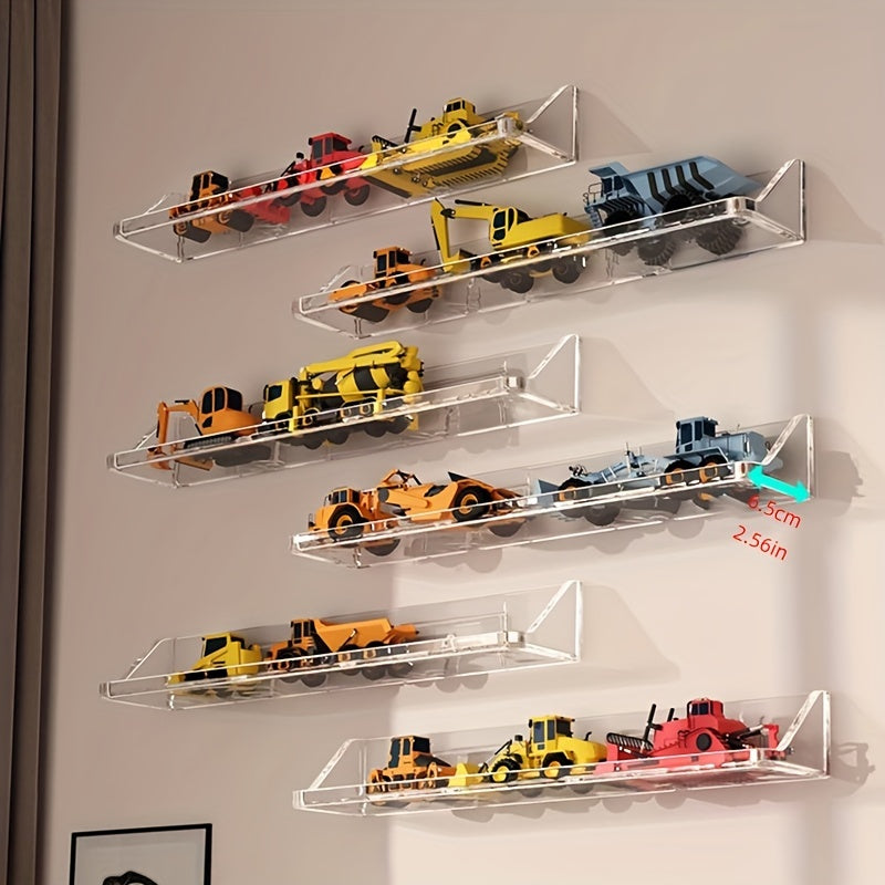 Contemporary Plastic Display Stand for Models, Building Blocks, Animal Figurines - Wall Mounted Organizer Shelf, No Electricity Required