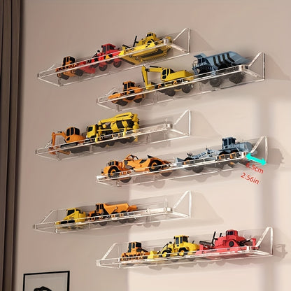 Contemporary Plastic Display Stand for Models, Building Blocks, Animal Figurines - Wall Mounted Organizer Shelf, No Electricity Required