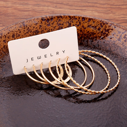 Boho Vintage Style 14K Golden Plated Zinc Alloy Earring Set, Alloy Ear Needle, Non-Feathered Jewelry for Women