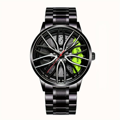 1pc Men's Watch, Car Wheel Hub Caliper Luminous Steel Band Three-dimensional Hollow Sports Wrist Watch, Ideal choice for Gifts