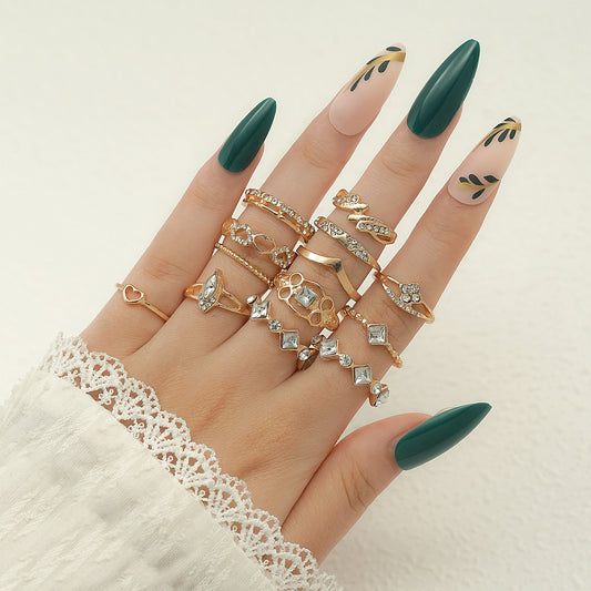 Fashionable Gold Heart-shaped Dotted Hollow-out 13-Piece Set