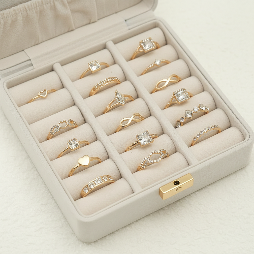 Fashionable Gold Heart-shaped Dotted Hollow-out 13-Piece Set