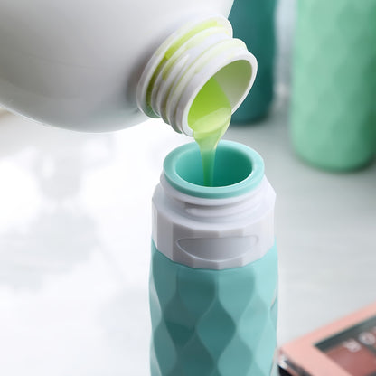 4pcs TSA-Approved Silicone Travel Bottles, 3oz Leak-Proof & Squeezable, Containers in Teal & Green with Chevron Design, Portable Toiletry Accessories for Shampoo, Conditioner, Lotion - Hand Wash Only