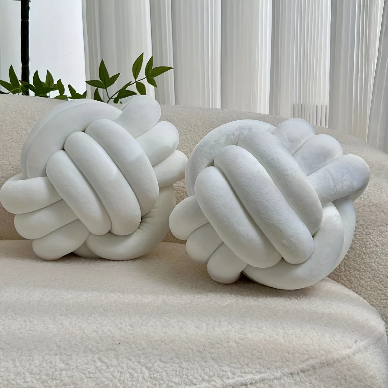 [Soft Plush Knot Ball Pillows] 2pcs Soft Plush Knot Ball Pillows - Minimalist Stress-Relieving Round Cushions - Machine Washable for All-Season Comfort