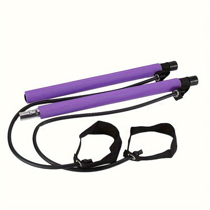 1PC multifunctional Pilates rod combination fitness stick yoga chest expansion tension rope rear training board elastic rope stretch belt