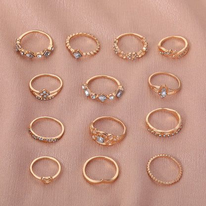 Fashionable Gold Heart-shaped Dotted Hollow-out 13-Piece Set