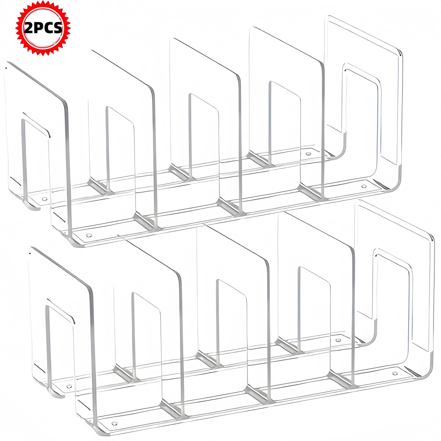 2-Pack Clear Acrylic Storage Cabinet Dividers, Ideal for Kitchen, Bathroom, Office - Compact Space Organizers for Home, Dorm, Workspace