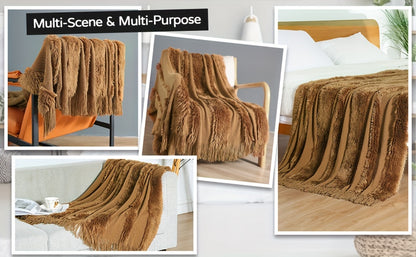1pc Cozy Chunky Knit Throw Blanket with Tassels - Plush, Lightweight, and Unique Home Decor Accent for Couch, Bed, or Sofa