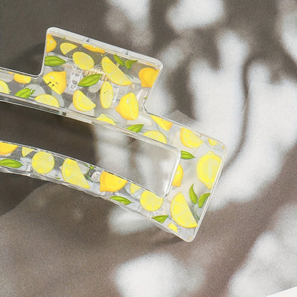1pcs Transparent Flower Lemon Pattern Hair Claw Clip All-Match Grab Hair Clip Hair Accessories For Women Female