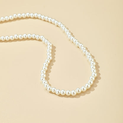 Elegant Single-Strand Faux Pearl Choker Necklace for Women - Bohemian Style, Perfect for Parties, Gatherings, and Gifts, Versatile Accessory|Clavicle Chain|Imitation Pearls