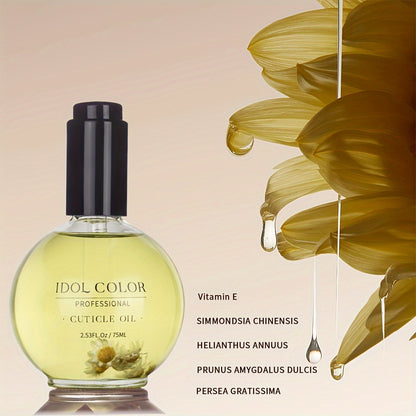 IDOL COLOR 75ml Cuticle Oil, Nutritive Cuticle Revitalizer, Vitamin E Enriched, Formaldehyde-Free, Manicure & Pedicure Set, Strawberry Flavor, for Nail & Skin Nourishment