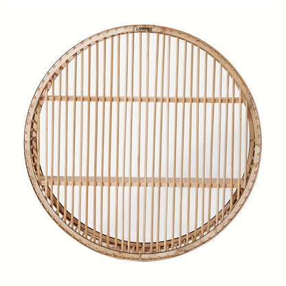 1pc, Round Bamboo Wall Shelf, Rustic Handmade Circular Wall Hanging, Retro Style, Multi-Tiered Home Decor, Lightweight Storage And Display, Versatile For Home & Office Use