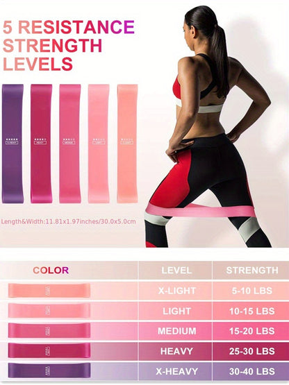 Resistance Loop Exercise Bands Exercise Bands for Home Fitness, Stretching, Strength Training, Physical Relax,Elastic Workout Bands for Women Men Kids, Set of 1-5, Stretching Bands, Physical Relax, Lightweight Fitness Gear, V