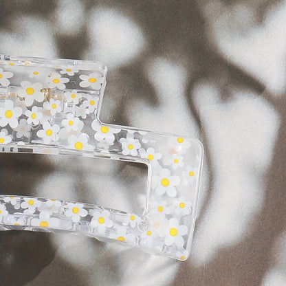 1pcs Transparent Flower Lemon Pattern Hair Claw Clip All-Match Grab Hair Clip Hair Accessories For Women Female