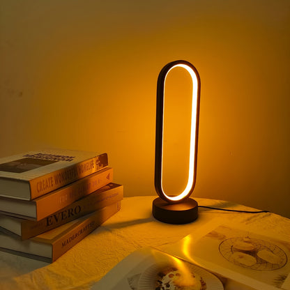 [Modern LED Ring Table Lamp] Dimmable LED Ring Table Lamp - Modern USB Powered Bedside Night Light in Black/White for Bedroom & Living Room Decor