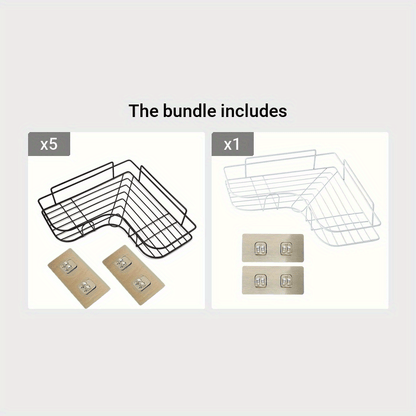 [Cast Iron Shower Shelf] 1pc Cast Iron Corner Shower Shelf - No-Drill Wall Mounted Black Wire Mesh Bathroom Storage Rack for Easy Access & Organization, Perfect for Shampoo, Conditioner, and Soap, Bathroom Storage Solution |