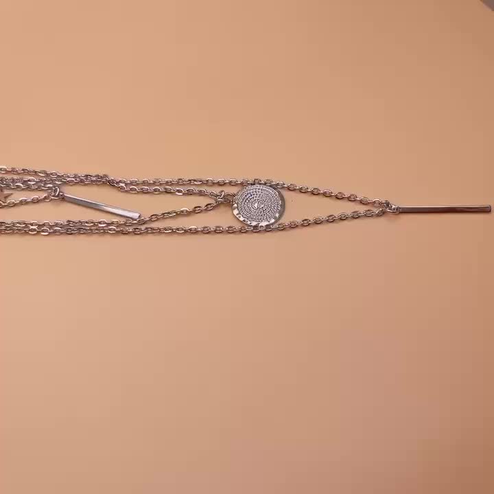 1 Fashion Layered Star Round Pendant Necklace For Women Women's Fine Jewelry Elegant Accessories Trendy