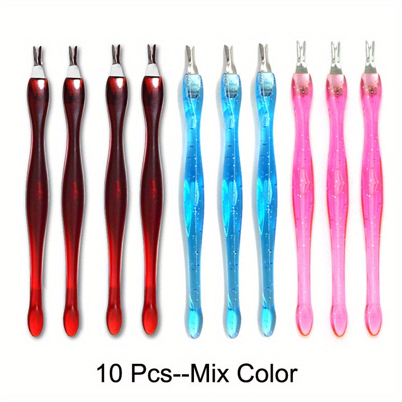 10pcs Dead Skin Nail Edge Dead Skin Pusher Dead Skin Cutter Stainless Steel Metal Head Nail Care Tools