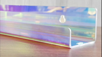 4-Pack 15" Iridescent Acrylic Clear Rainbow Floating Shelves for Book, Nail Polish, Sunglasses, Essential Oil, Picture, Toy Display and Storage