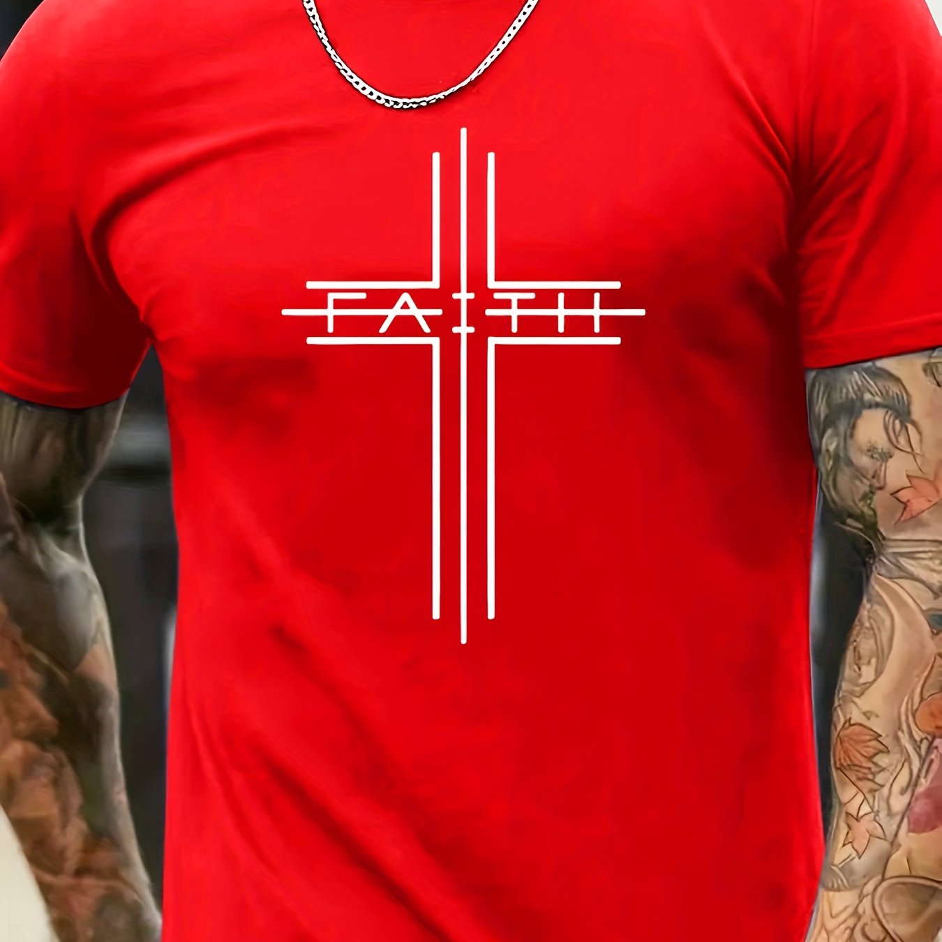 Print Men's Trendy Short Sleeve T-shirts, Comfy Casual Breathable Tops For Men's Fitness Training, Jogging, Outdoor Activities