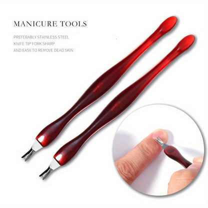 10pcs Dead Skin Nail Edge Dead Skin Pusher Dead Skin Cutter Stainless Steel Metal Head Nail Care Tools
