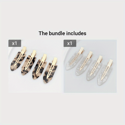 4pcs Hair Clip Styling without Bending, Acrylic Resin Flat Clip, No Crease Curling Small Needle, Seamless Bangs Hair Clip Tool for Makeup - Women's and Girls' Hair Accessories, Leopard Print White and Black