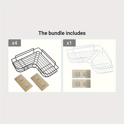 [Cast Iron Shower Shelf] 1pc Cast Iron Corner Shower Shelf - No-Drill Wall Mounted Black Wire Mesh Bathroom Storage Rack for Easy Access & Organization, Perfect for Shampoo, Conditioner, and Soap, Bathroom Storage Solution |