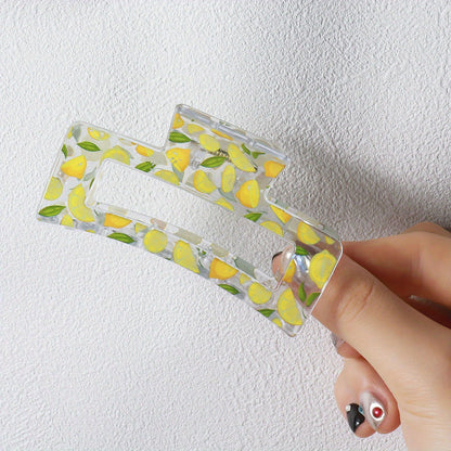 1pcs Transparent Flower Lemon Pattern Hair Claw Clip All-Match Grab Hair Clip Hair Accessories For Women Female