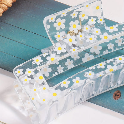 1pcs Transparent Flower Lemon Pattern Hair Claw Clip All-Match Grab Hair Clip Hair Accessories For Women Female