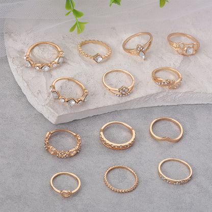 Fashionable Gold Heart-shaped Dotted Hollow-out 13-Piece Set