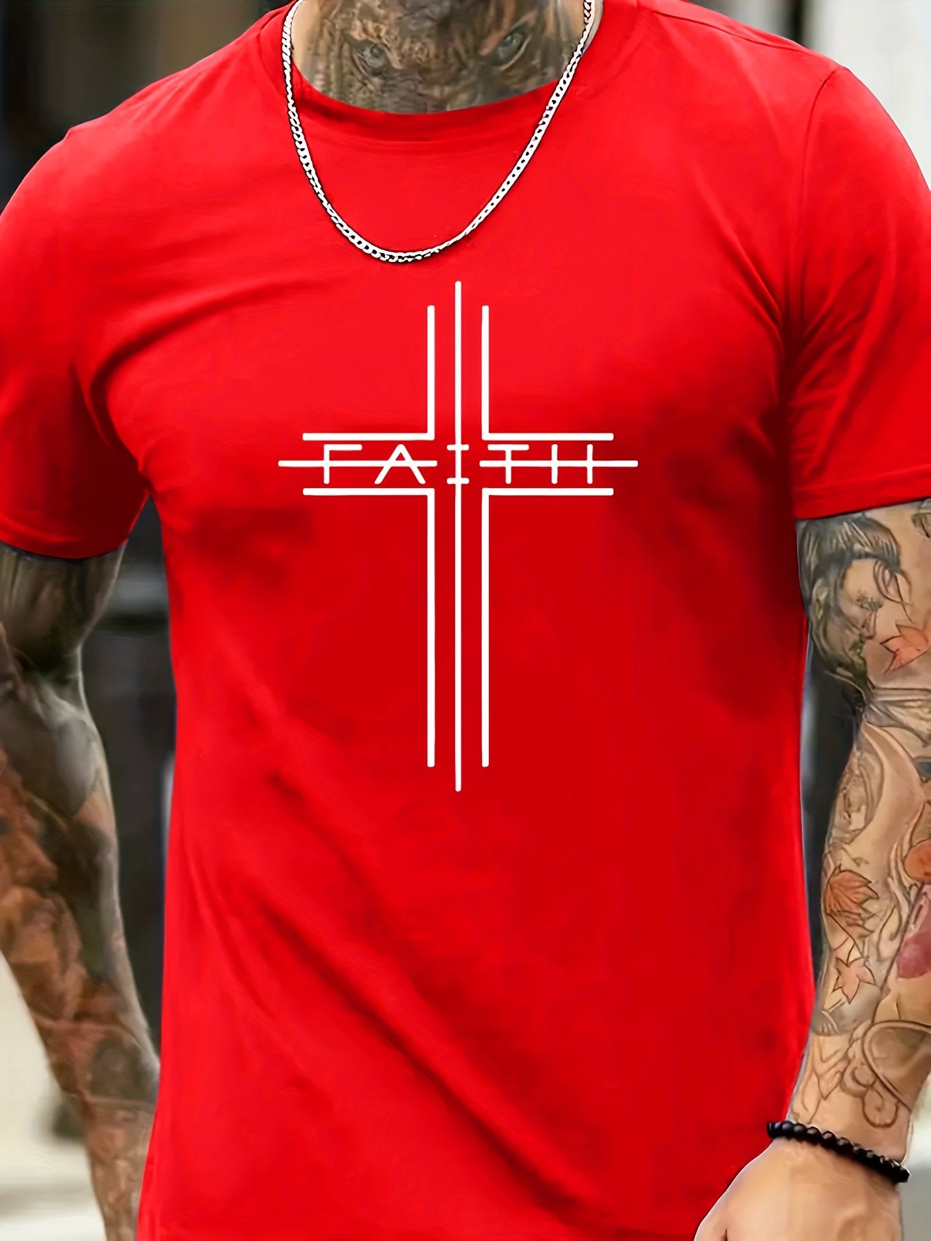 Print Men's Trendy Short Sleeve T-shirts, Comfy Casual Breathable Tops For Men's Fitness Training, Jogging, Outdoor Activities