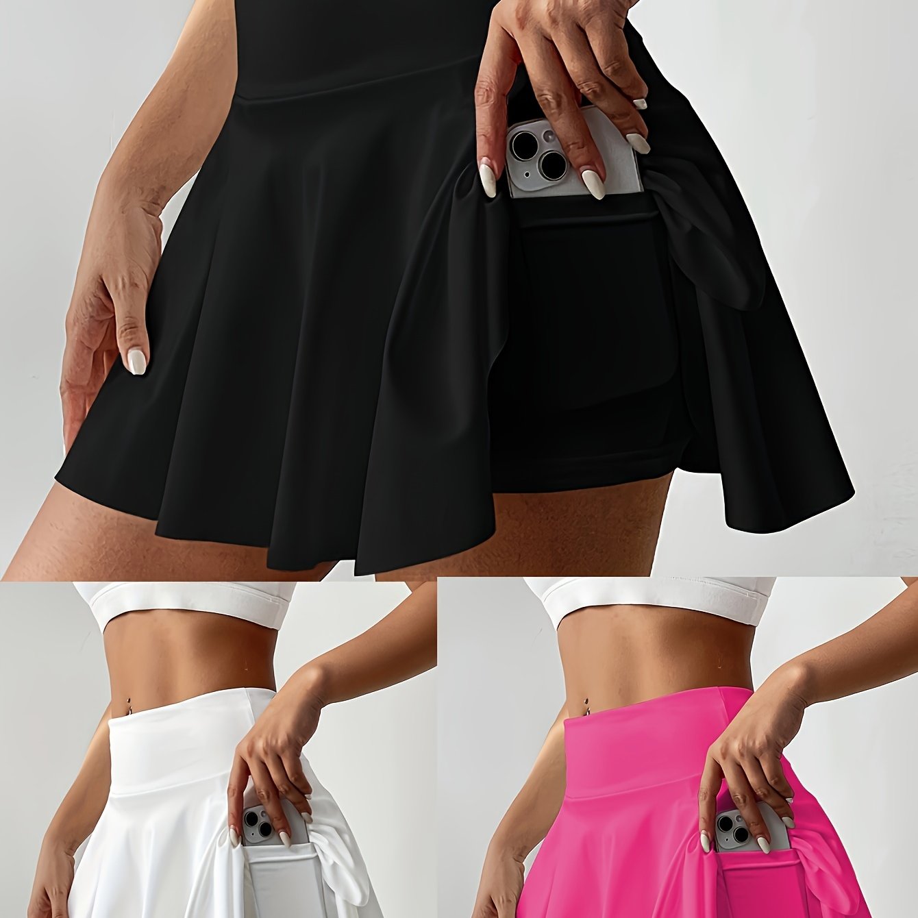 Women's 3-Pack Sports Skorts with Shorts Pockets, Casual Active Tennis Skirts for Golf, Athletic Style