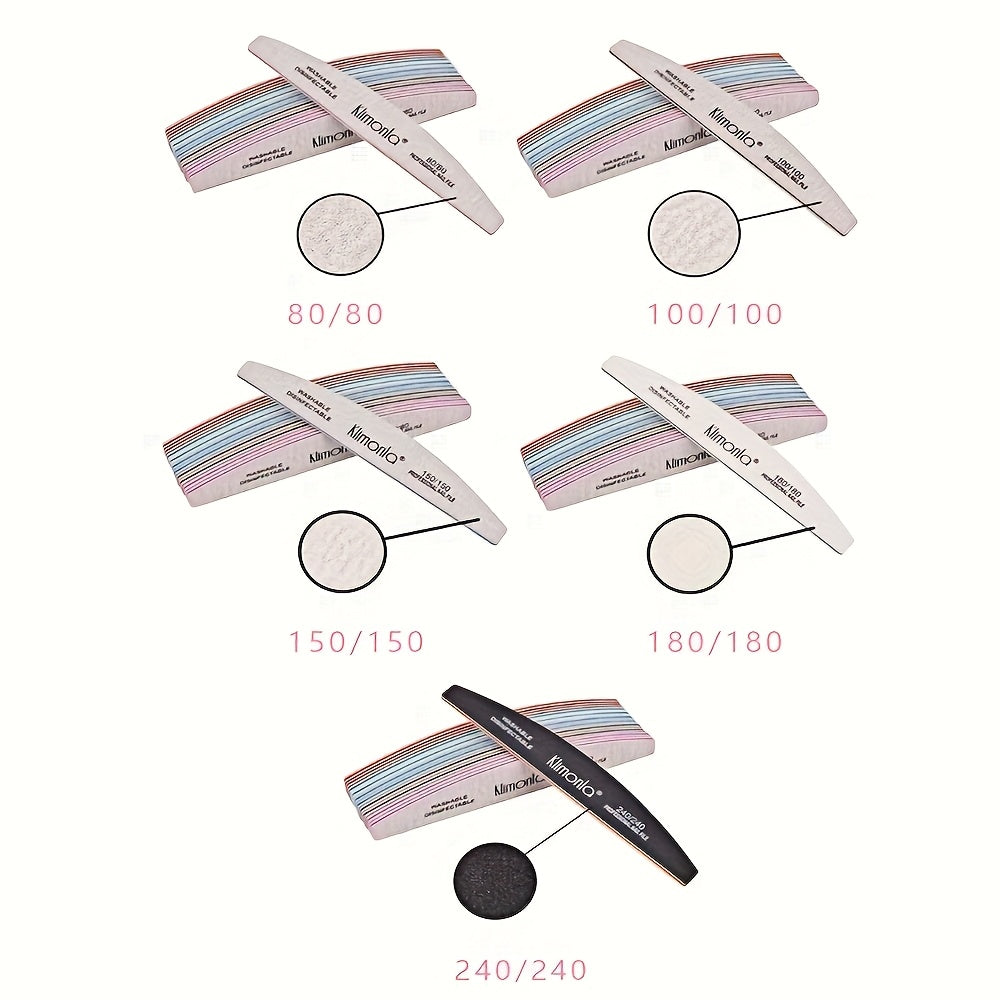 Professional Nail File Polishing and Shaping Nail Tools Nail Sanding Strip Half Horse Sanding Strip Grinding Gray Sand Strip Nail File 5 or 10pcs Half Moon Mixed High Quality Nail File Professional Nail File Double-sided Poli