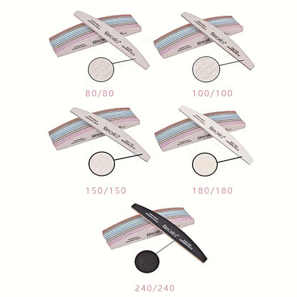 Professional Nail File Polishing and Shaping Nail Tools Nail Sanding Strip Half Horse Sanding Strip Grinding Gray Sand Strip Nail File 5 or 10pcs Half Moon Mixed High Quality Nail File Professional Nail File Double-sided Poli