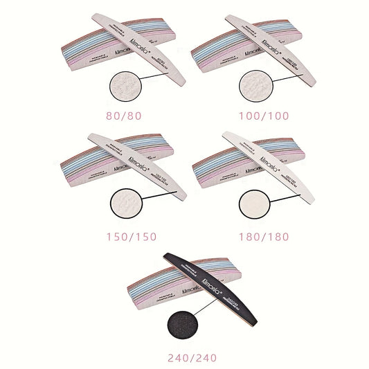 Professional Nail File Polishing and Shaping Nail Tools Nail Sanding Strip Half Horse Sanding Strip Grinding Gray Sand Strip Nail File 5 or 10pcs Half Moon Mixed High Quality Nail File Professional Nail File Double-sided Poli