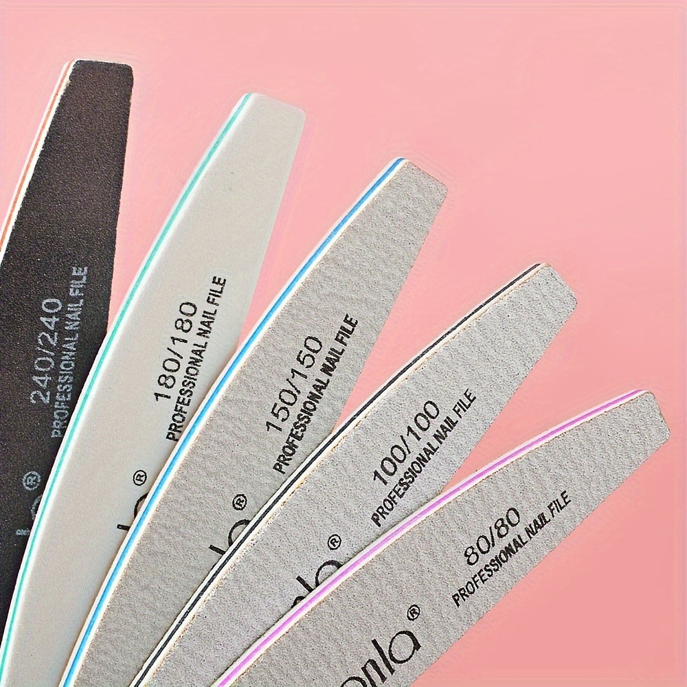 Professional Nail File Polishing and Shaping Nail Tools Nail Sanding Strip Half Horse Sanding Strip Grinding Gray Sand Strip Nail File 5 or 10pcs Half Moon Mixed High Quality Nail File Professional Nail File Double-sided Poli