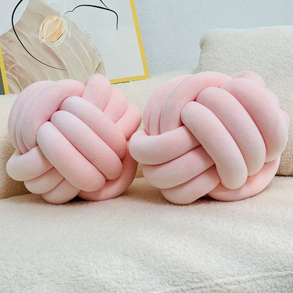 [Soft Plush Knot Ball Pillows] 2pcs Soft Plush Knot Ball Pillows - Minimalist Stress-Relieving Round Cushions - Machine Washable for All-Season Comfort