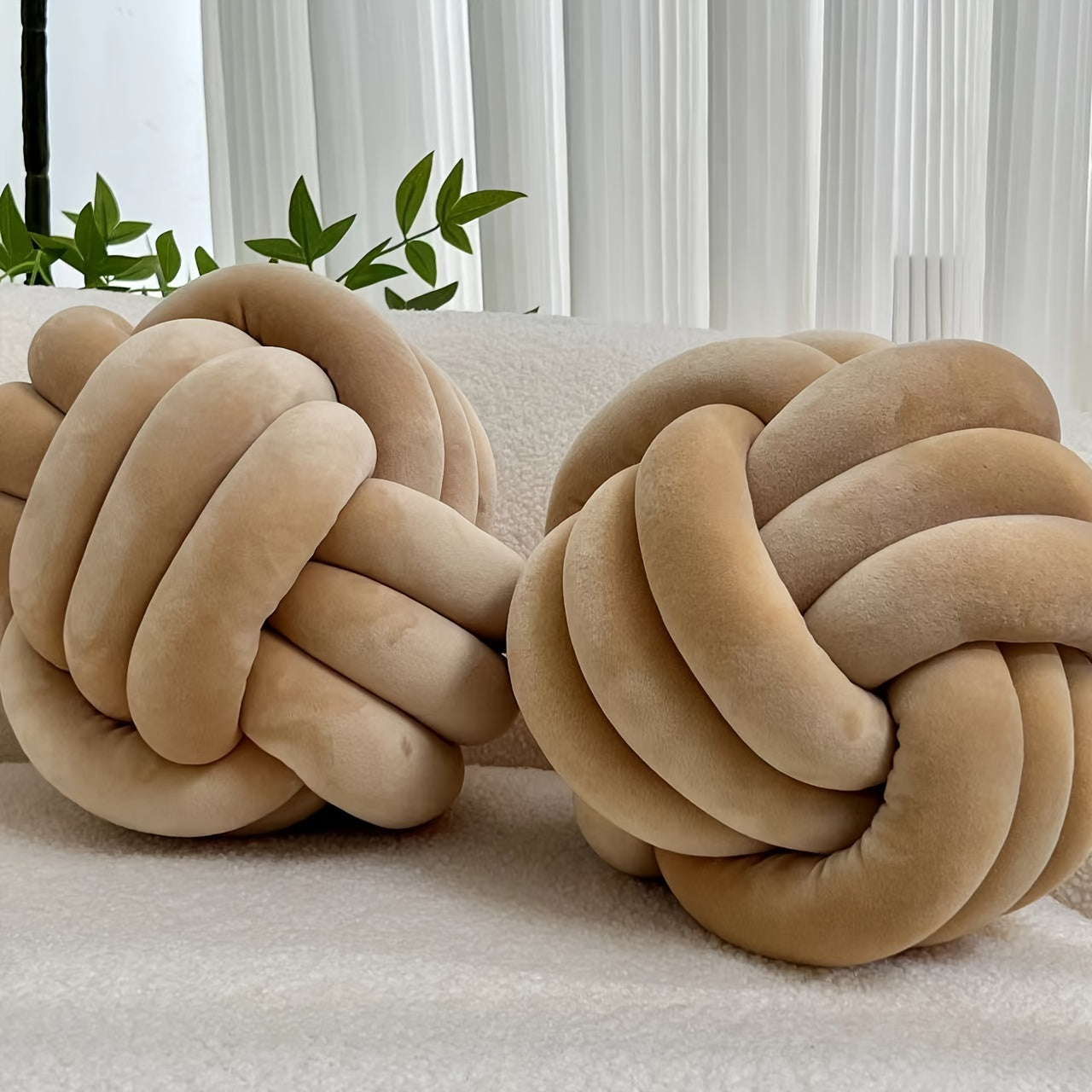 [Soft Plush Knot Ball Pillows] 2pcs Soft Plush Knot Ball Pillows - Minimalist Stress-Relieving Round Cushions - Machine Washable for All-Season Comfort